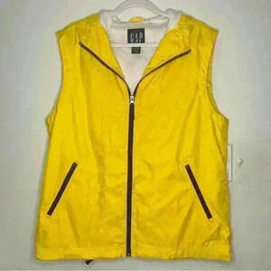 GAP yellow zip nylon hooded vest